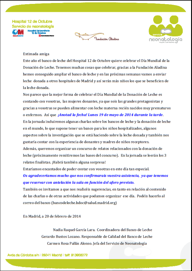 dia mundial de la donacion leche